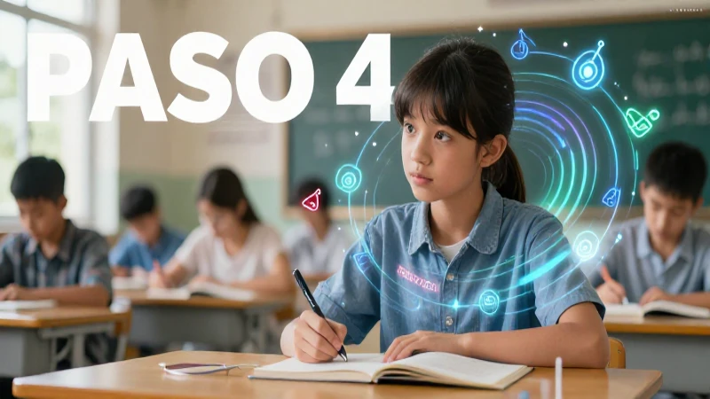 Joven estudiante aprende en entorno académico moderno con ilustraciones vibrantes