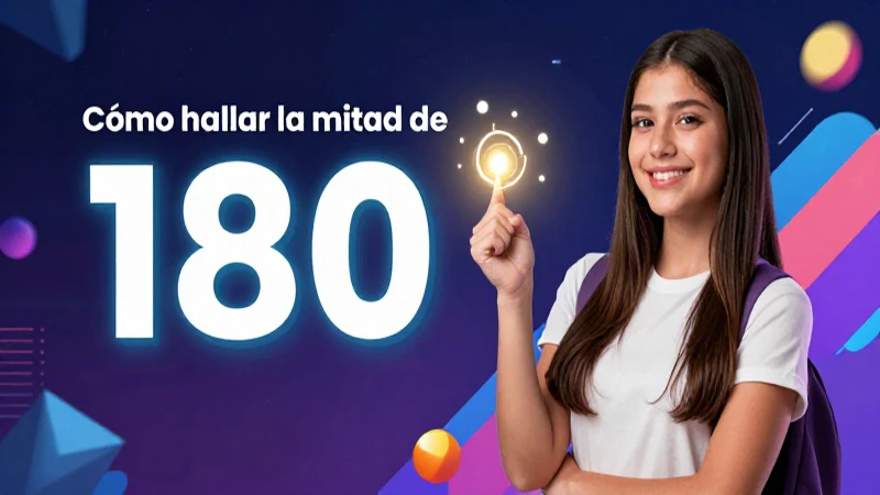 Divide 180 entre dos para encontrar la mitad