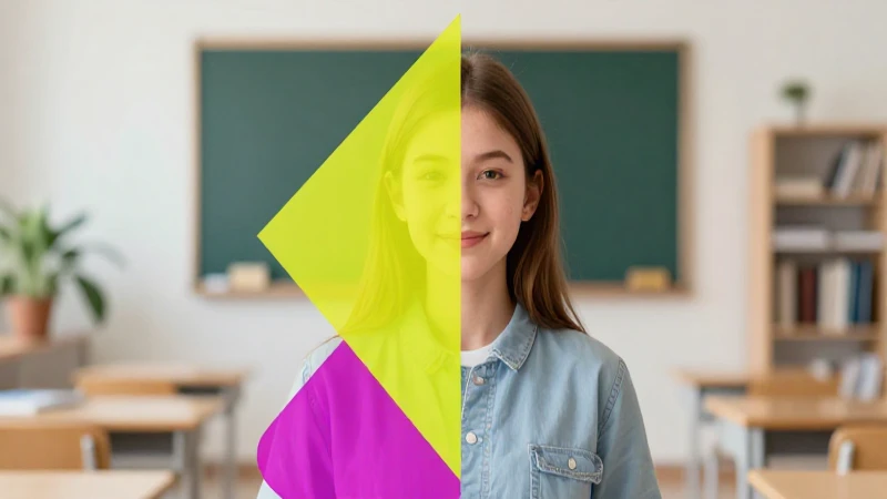 Estudiante moderno y geometría vibrante