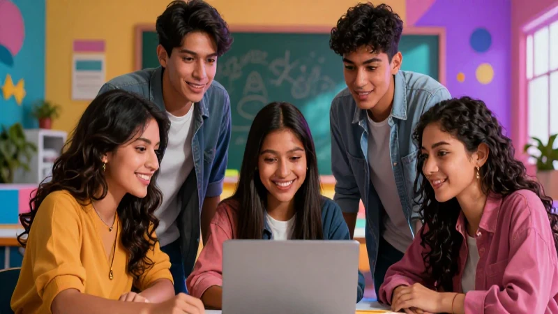 Estudiantes mexicanos colaborando en un aula moderno