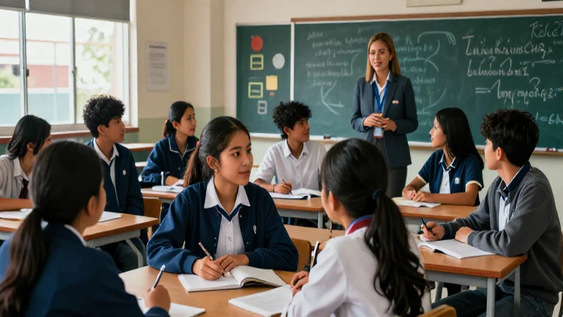 Estudiantes mexicanos aprendiendo con docente moderno