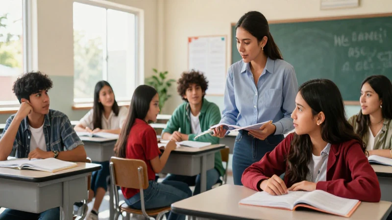 Análisis crítico de la Nueva Escuela Mexicana: Perspectivas docentes y estudiantiles 3 Clase vibrante de estudiantes mexicanos y docente