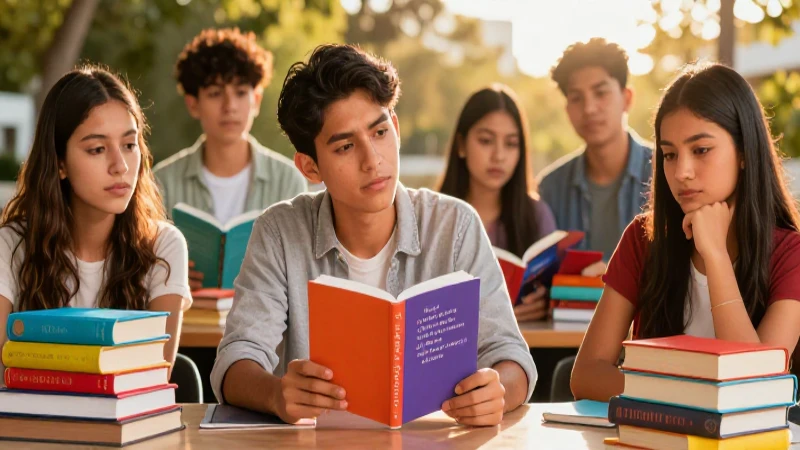 Estudiantes revelan su opinión sobre libros de poesía de la SEP 4 Estudiantes mexicanos pensativos con libros en un atardecer dorado