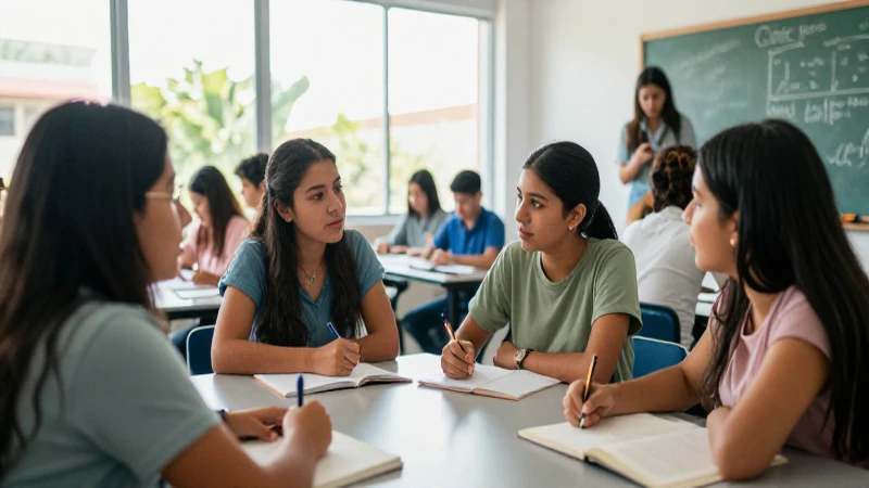 Alumnos mexicanos colaboran en un aula moderna