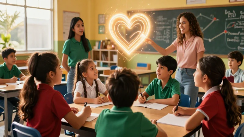 Niños mexicanos unidos en un aula vibrante