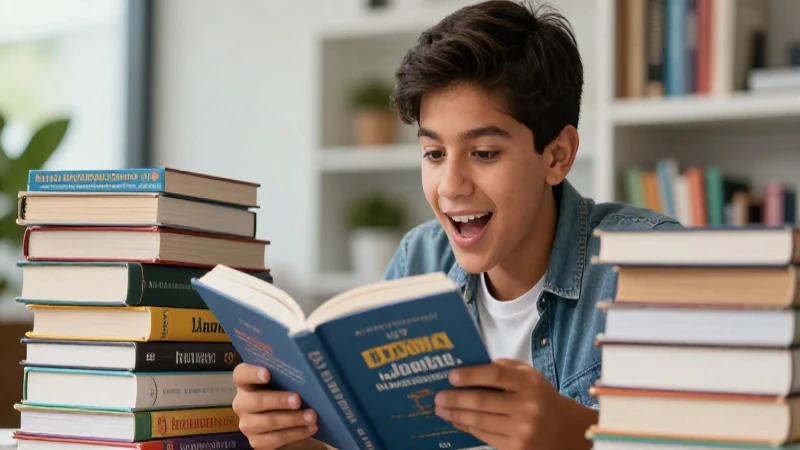 Mejora tu currículo escolar con libros de la SEP y literatura universal 4 Estudiante mexicano entusiasta leyendo libros modernos