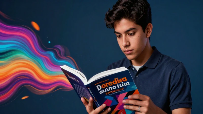 Joven mexicano lee con energía abstracta