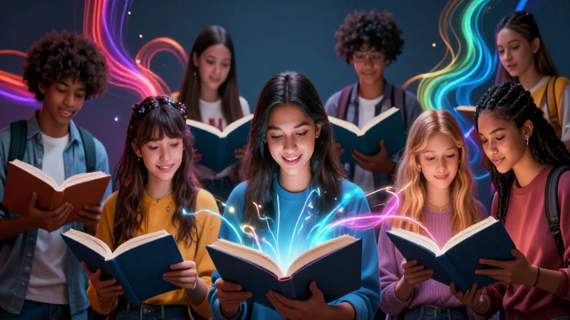 Estudiantes aprendiendo con el conocimiento como fuente de luz