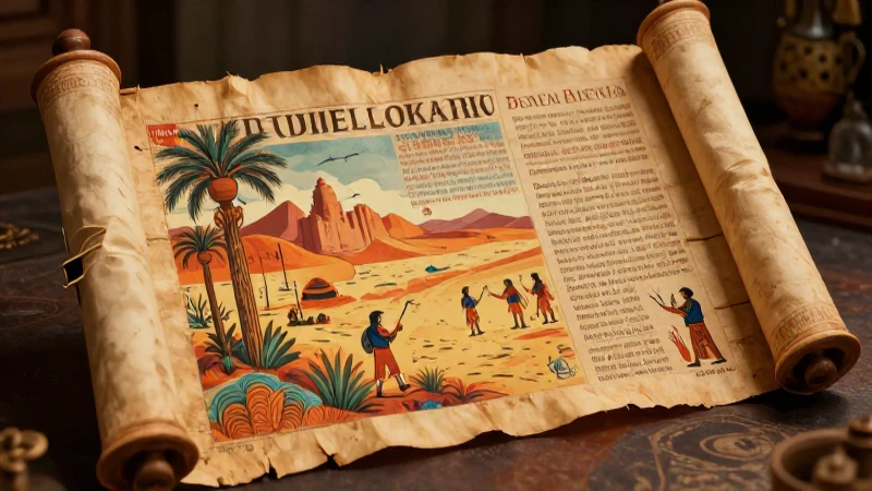 El origen de la literatura: el primer libro en la historia 3 Papiro iluminado con vibrantes tonos del desierto