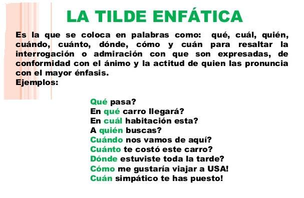 cuales son 20 ejemplos de tilde enfatica para practicar