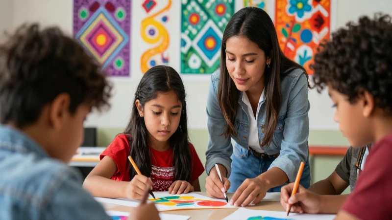 Profesor mexicano guía arte a estudiante