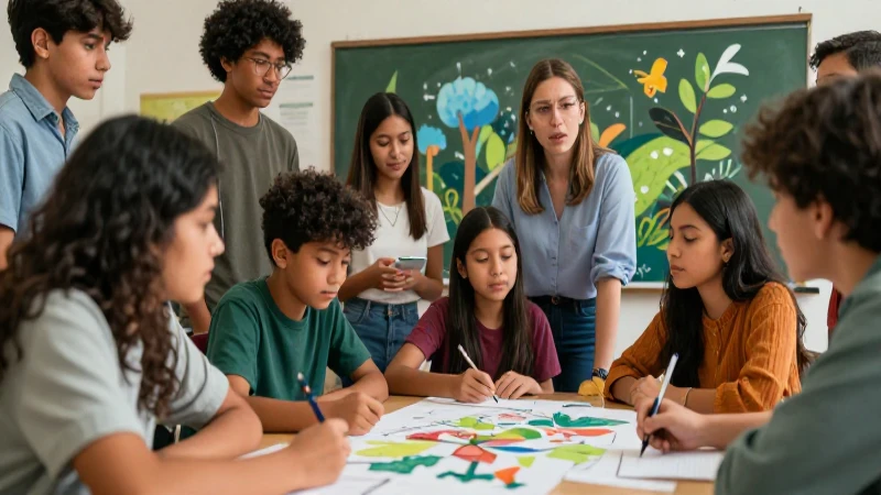 Estudiantes mexicanos y profesor ilustran un proyecto educativo vibrante