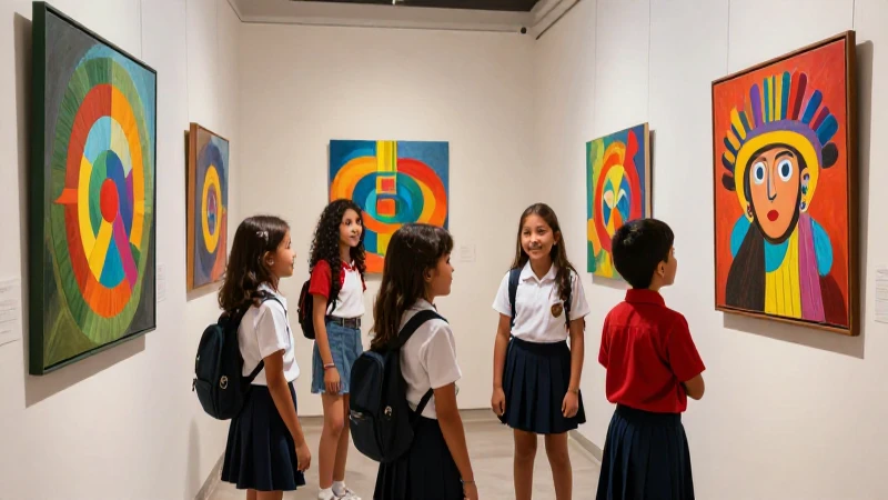 Conoce el éxito de la nueva escuela mexicana en museos y galerías: ejemplos inspiradores en educación artística 3 Estudiantes mexicanos interactúan con arte moderno