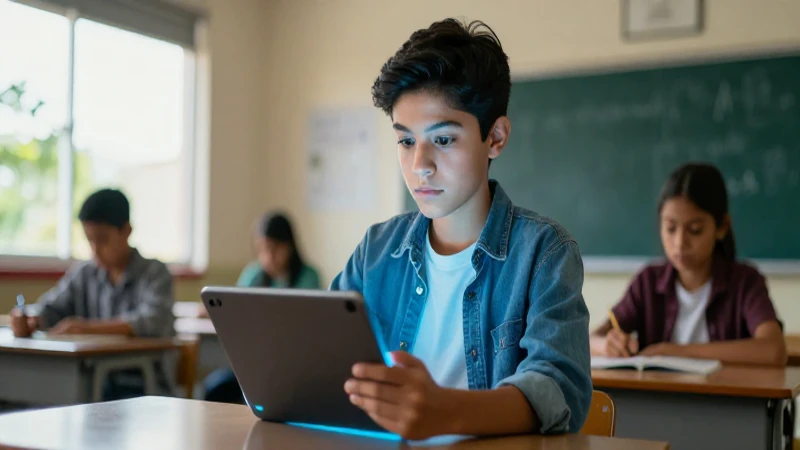 Potencia el aprendizaje con tecnolog铆a en la Nueva Escuela Mexicana 5 Joven mexicano con tablet futurista