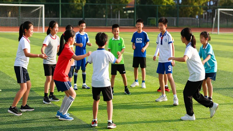 Estudiantes jugando en un campo vibrante