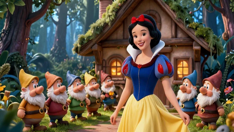 los mejores cuentos clásicos para niños: ¡imperdibles! 3 Blancanieves sonriente entre duendes y bosque mágico