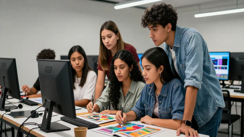 Estudiantes mexicanos colaboran en un estudio de arte moderno