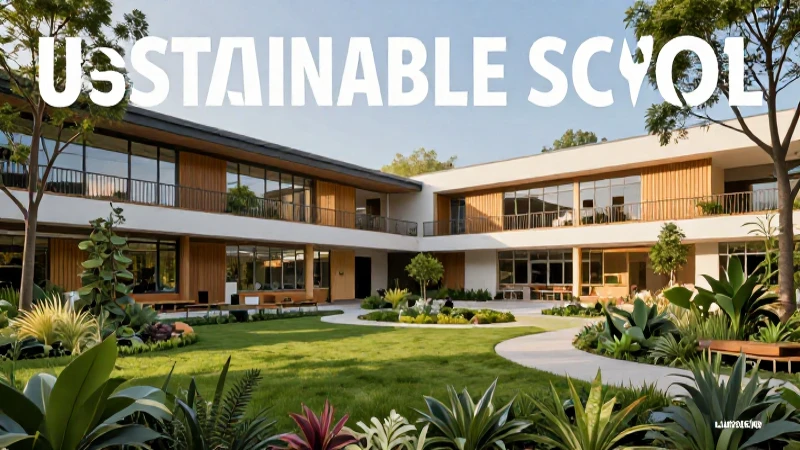 Escuelas sustentables: claves para un entorno educativo ecoamigable 5 Diseño escolar sostenible y jardín exuberante en hora dorada