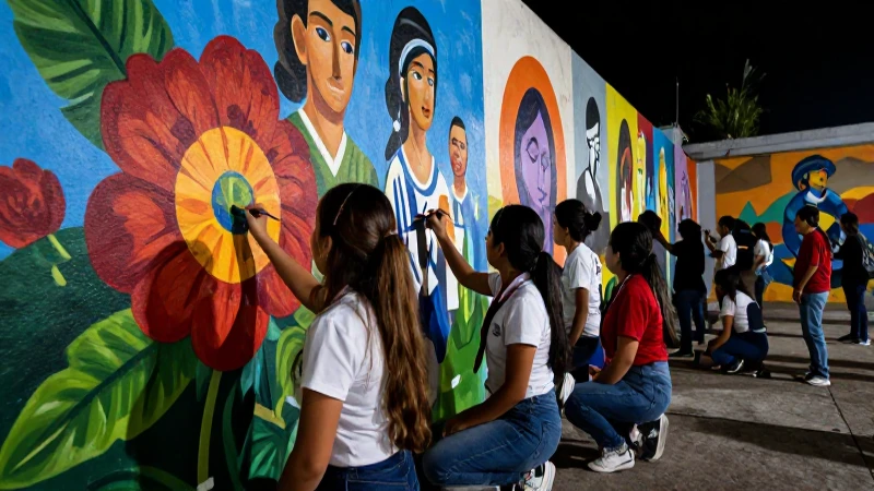 Desvela lo vital de la Nueva Escuela Mexicana en arte educativo 3 Estudiantes mexicanos crean mural vibrante y detallado