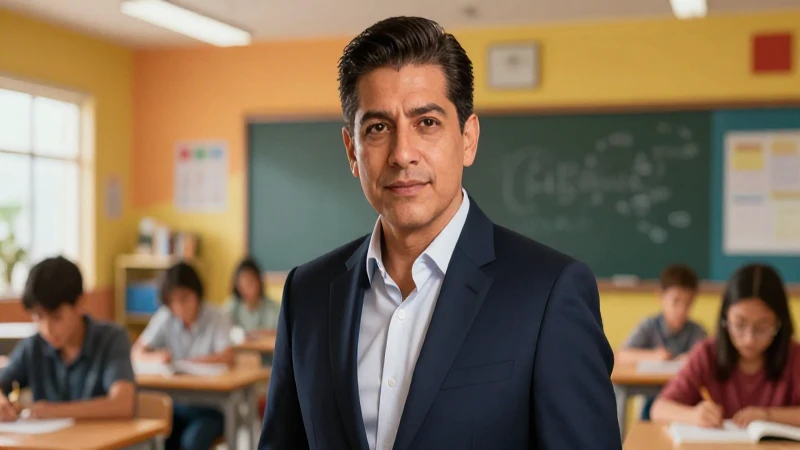 Retrato profesional de líder educativo mexicano