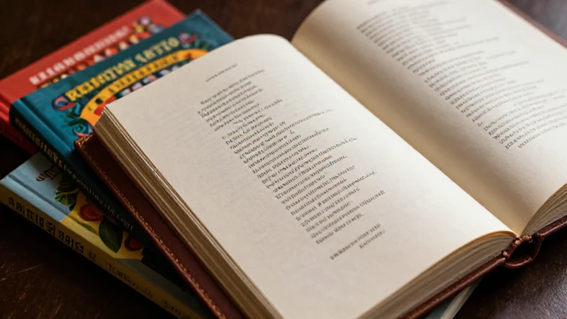 Detalle vibrante de libros y poesía