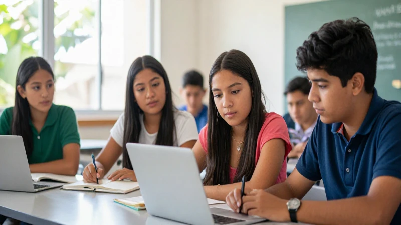 Nueva escuela mexicana: claves del enfoque educativo actual 6 Estudiantes mexicanos curiosos colaboran en aula moderna
