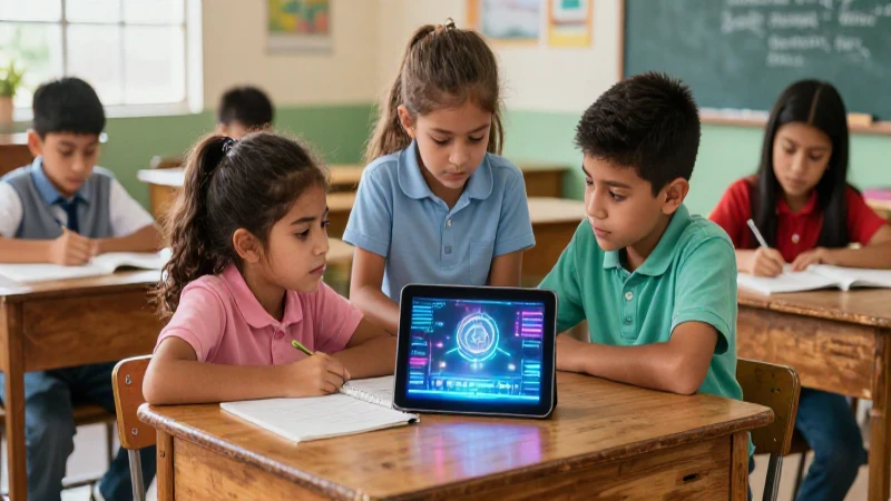 Estudiantes mexicanos aprendiendo con tecnología