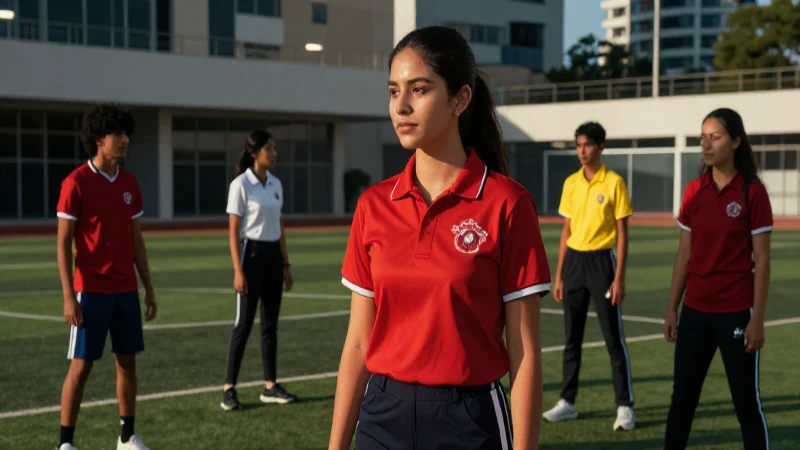 Estudiantes mexicanos dinámicos en moderno campo deportivo