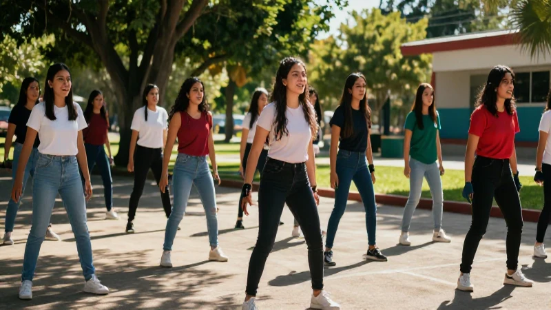 Estudiantes mexicanos disfrutan de un vibrante ejercicio al aire libre