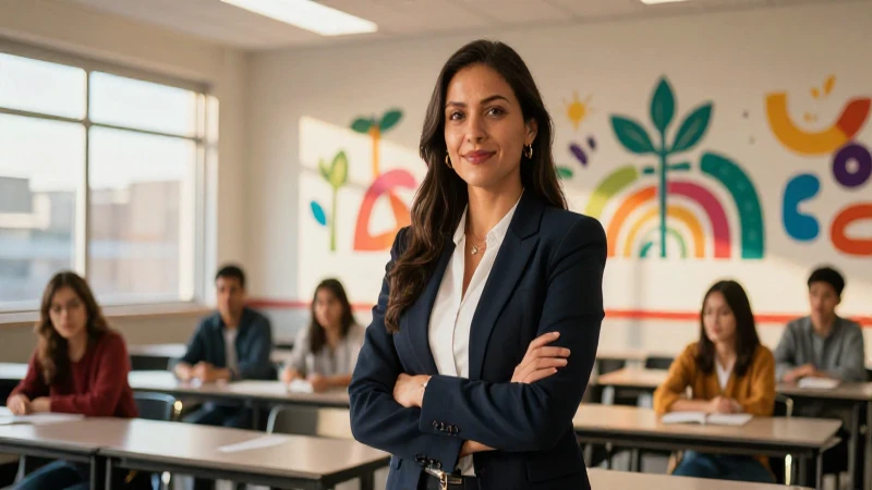 Impulsa tu carrera docente con las claves de la Nueva Escuela Mexicana 3 Profesora mexicana inspiradora en aula moderna