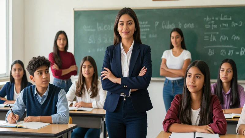 Mujeres mexicanas líderes colaborando en un aula moderno