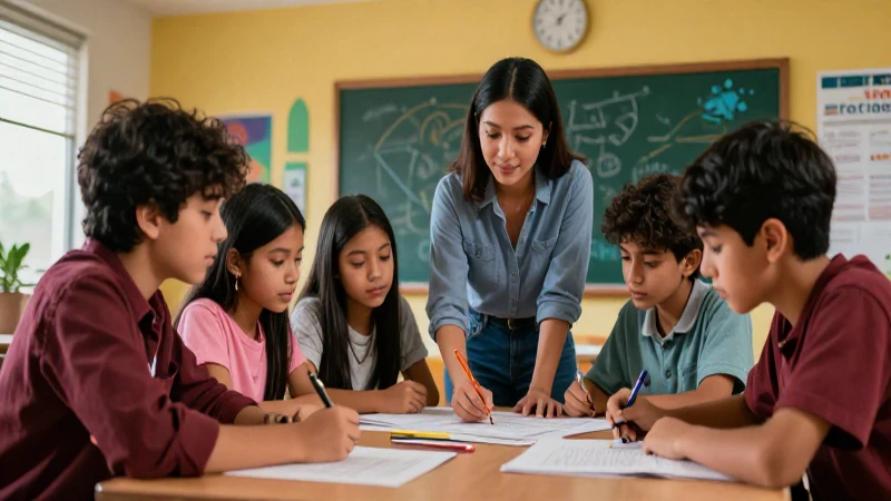 Estrategias clave para la inclusión: Potencia la Nueva Escuela Mexicana 3 Estudiantes mexicanos colaboran con guía en un aula vibrante