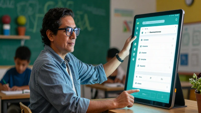 Educador mexicano moderno en entorno digital vibrante