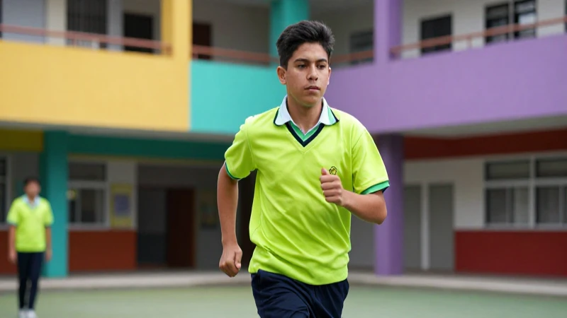 Joven mexicano corriendo con gran intensidad