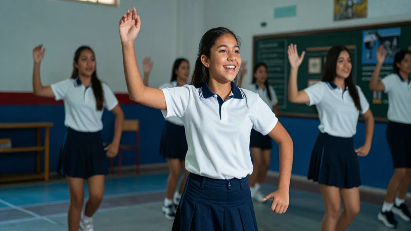 Estudiante mexicano alegre en educación física