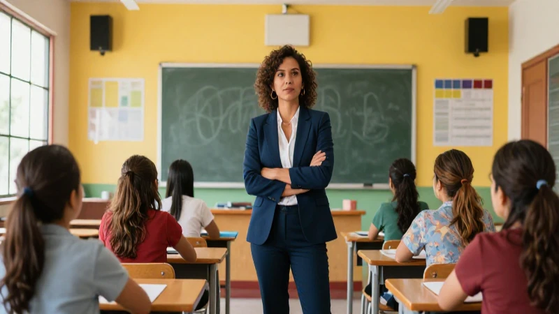 Educador profesional en aula moderna mexicana