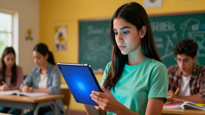 Estudiante mexicano moderno con tableta digital