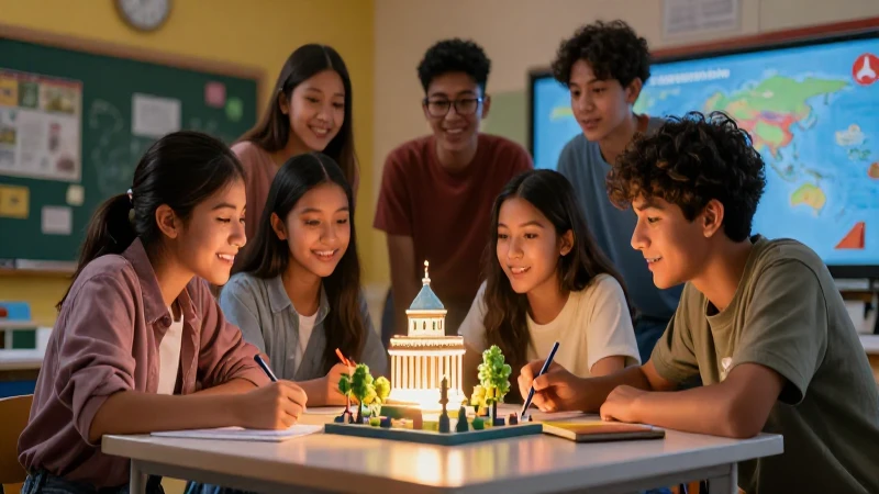 Estudiantes crean proyectos vibrantes en un aula moderna