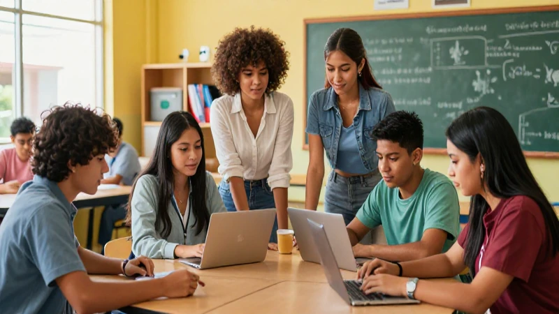The Nueva Escuela Mexicana: Enhancing Inclusive Education with Better Tools 4 Estudiantes mexicanos colaborando en un aula moderna