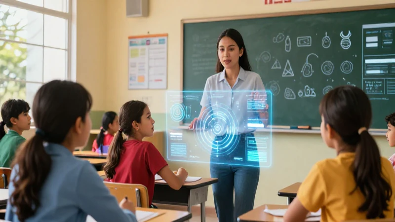 Mejores herramientas para seguimiento aprendizaje en nueva escuela mexicana 3 Estudiantes mexicanos usando tecnología holográfica