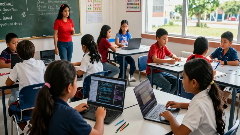 Alumnos mexicanos aprendiendo en un aula moderna y luminosa