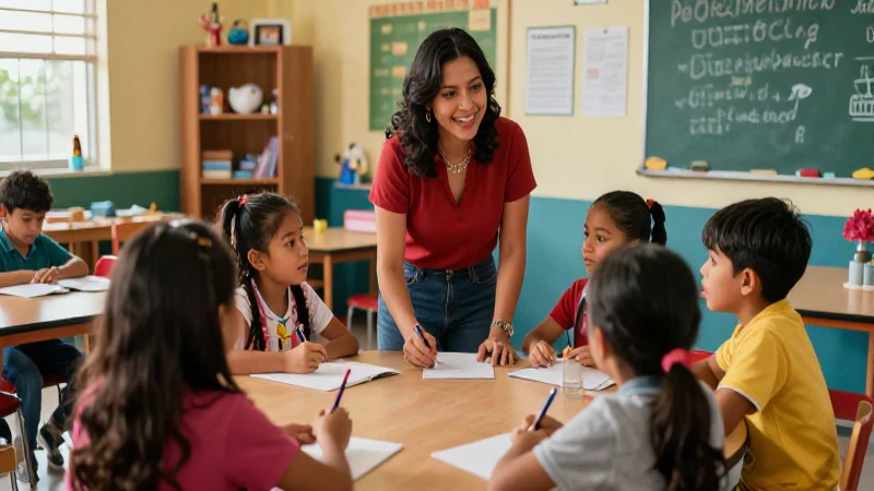 La Nueva Escuela Mexicana: Perspectivas y la inclusi贸n educativa 5 Maestra mexicana ense帽a a diversos alumnos en un aula moderna