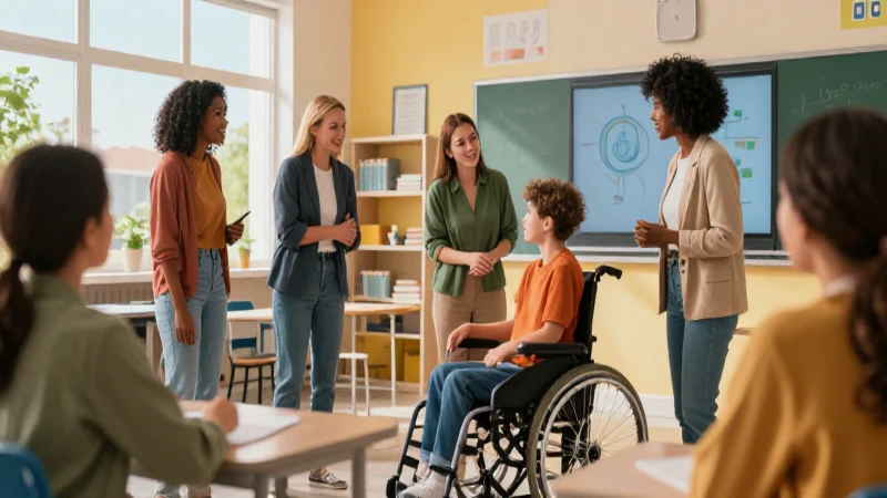 Mejora la inclusión educativa de estudiantes con discapacidad con estas acciones clave 4 Clase inclusiva y diversa con luz cinematográfica