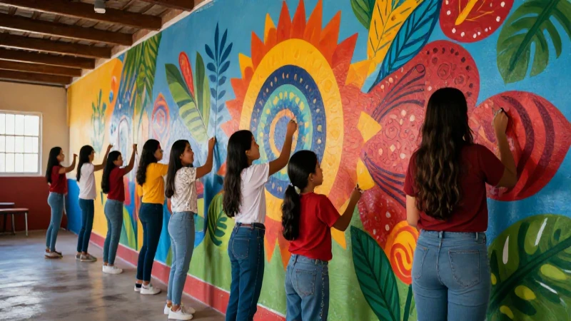 Explora la nueva escuela mexicana en arte educativo 4 Estudiantes mexicanos crean un mural vibrante