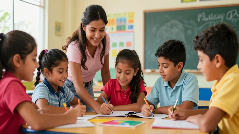 Conoce las metodologías inclusivas en la Nueva Escuela Mexicana 4 Niños mexicanos felices colaboran en un aula vibrante