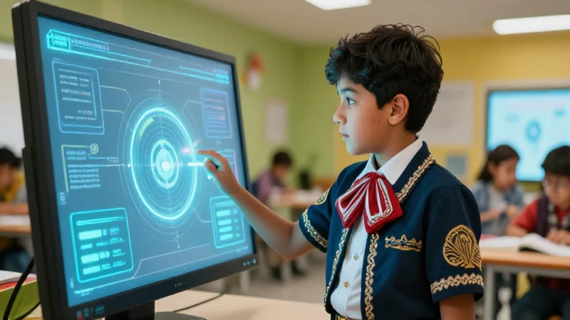 Estudiante aprende dinámicamente en entorno digital moderno