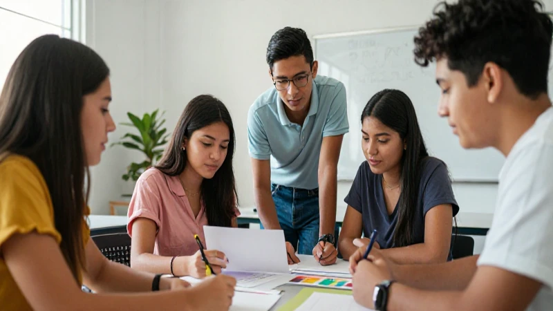 Estudiantes mexicanos creativos en una moderna aula