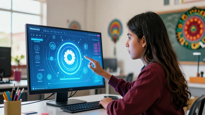 Estudiante mexicano interactúa con interfaz educativa digital