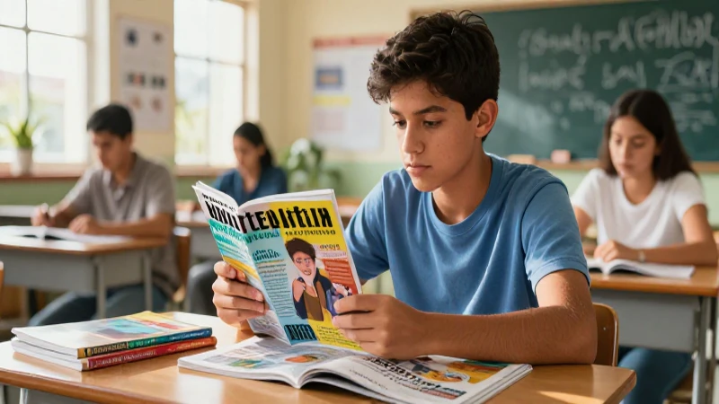 Libros de inglés de la SEP: ventajas para aprender de forma efectiva 3 Estudiante mexicano aprende inglés en aula moderna