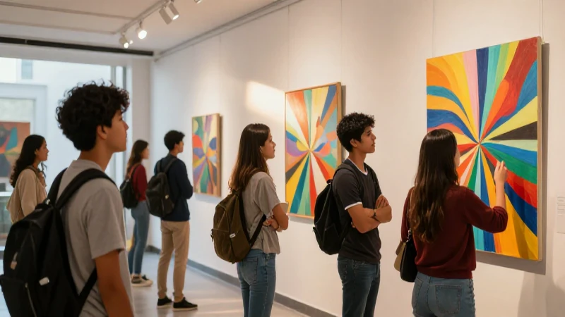 Estudiantes mexicanos en galería de arte